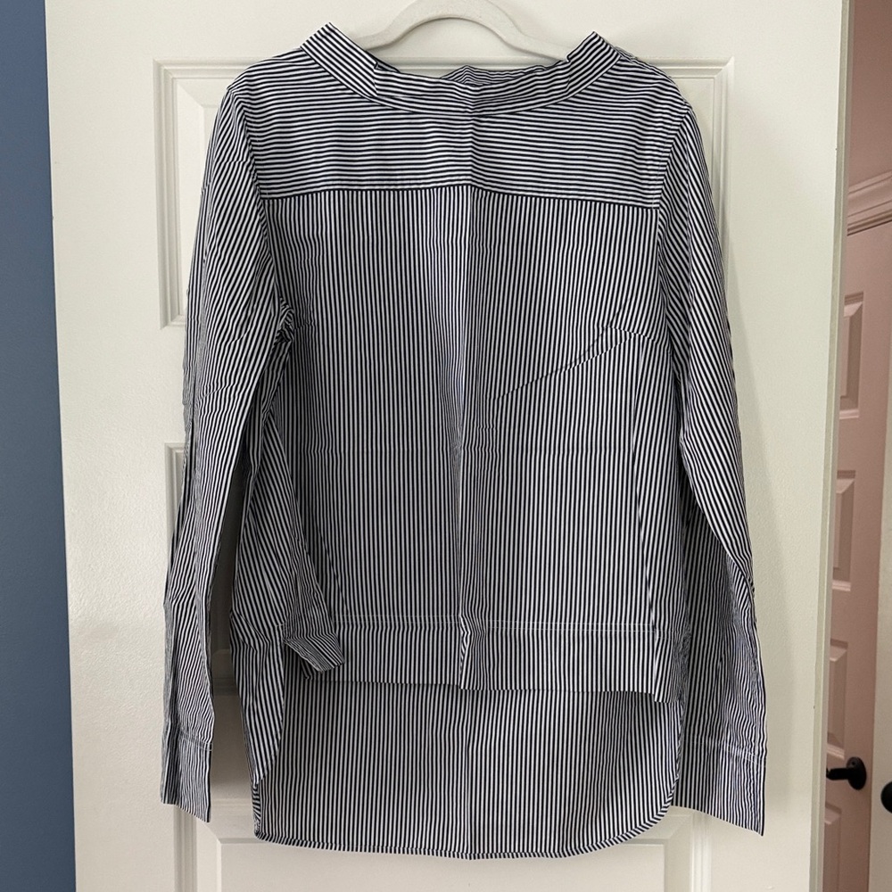 J. Crew Striped funnelneck top in cotton poplin